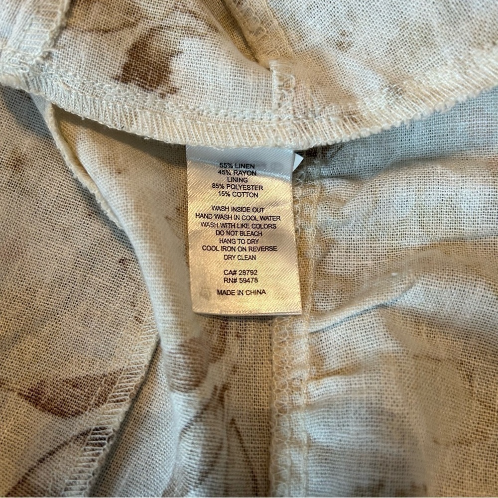 House of Harlow 1960 Cream and Brown Floral & Leaf Tiered Linen Blend Maxi Dress - Picture 14 of 16